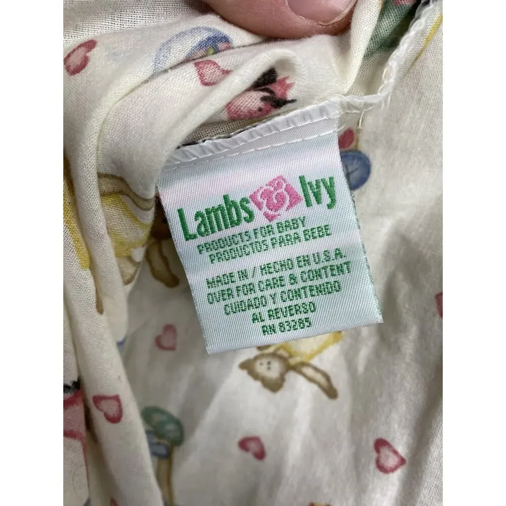 Vintage Lambs & Ivy Crib Sheet Hearts Rolling Horse Balls Teddy Bears Baby 90s